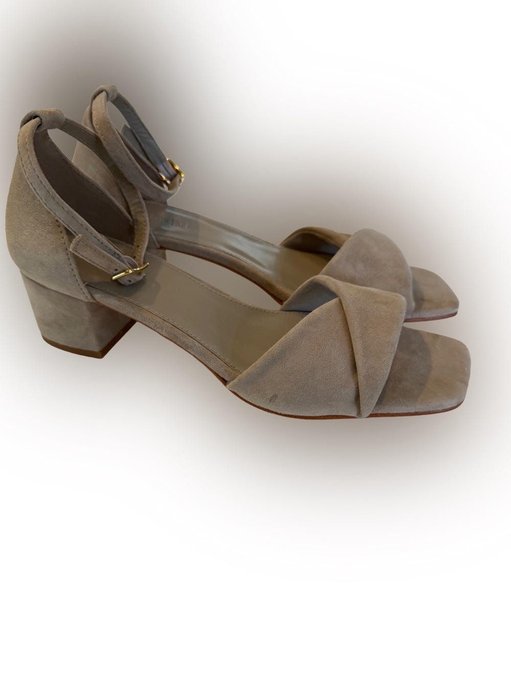 J.Mclaughlin Women's Krissa Ankle Strap Sandals Heels Taupe Suede Size 9.5  NEW